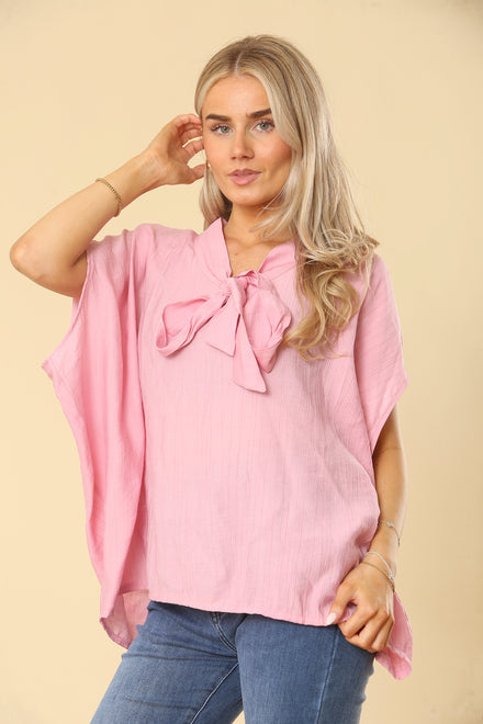 BOW OVERSIZED BLOUSE (15163972878720)