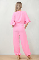 V-NECK FRILL SLEEVE JUMPSUIT (15098814300544)