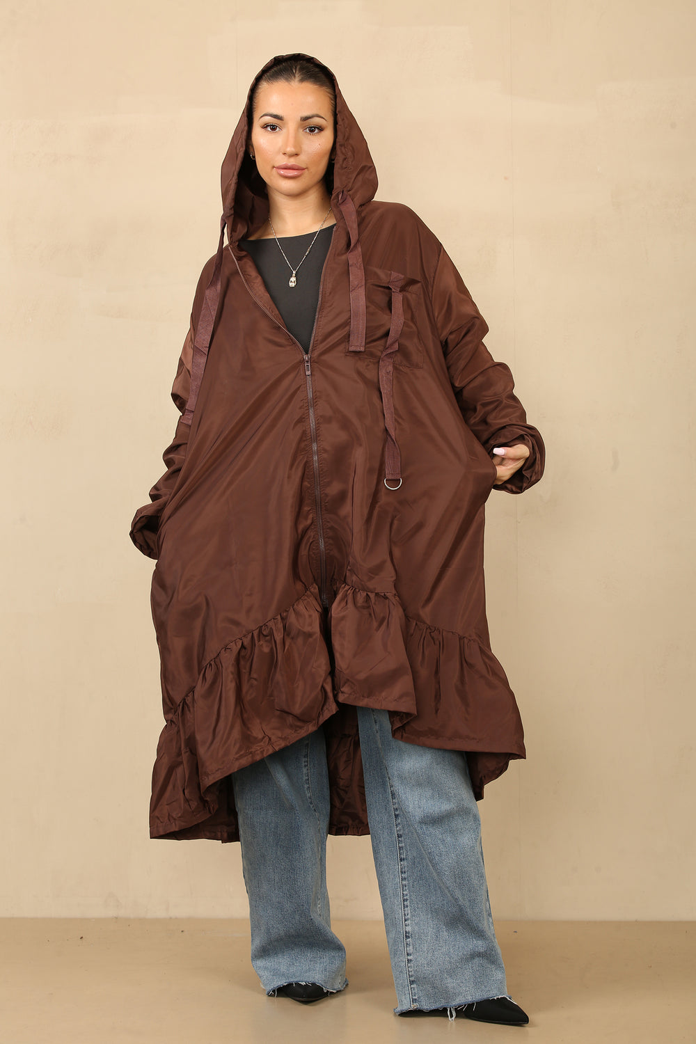 ELLA PEPPLUM DETAIL RAIN COAT (8785561387256)