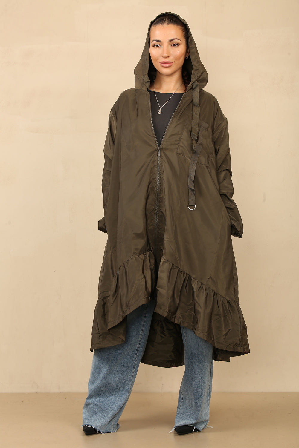 ELLA PEPPLUM DETAIL RAIN COAT (8785562632440)