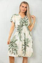 GATHERED LEAF PRINT DRESS (MIXED COLOUR PACK) (15139827777920)