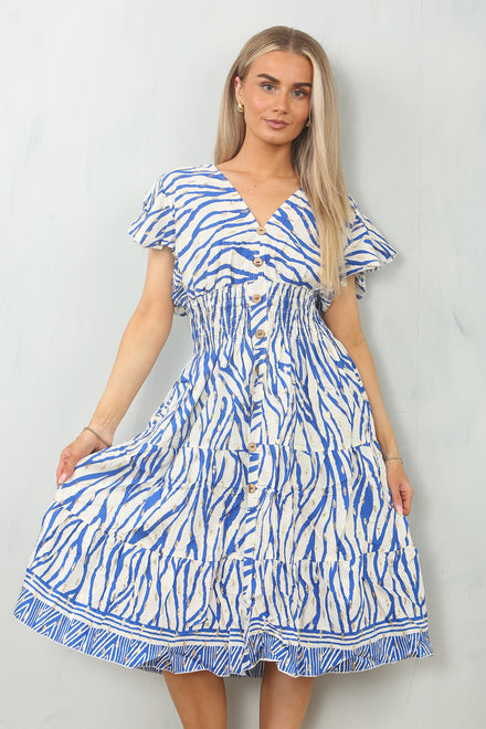 ZEBRA BUTTON DETAIL DRESS( MIXED COLOUR PACK) (15146616684928) (15154085953920)