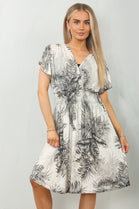 GATHERED LEAF PRINT DRESS (MIXED COLOUR PACK) (15139827777920)
