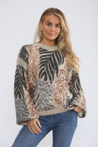 LEAF PATTERN SEQUIN JUMPER