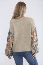 LEAF PATTERN SEQUIN JUMPER