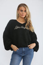 LOSANGELS SLOGAN KNIT JUMPER