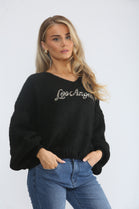 LOSANGELS SLOGAN KNIT JUMPER
