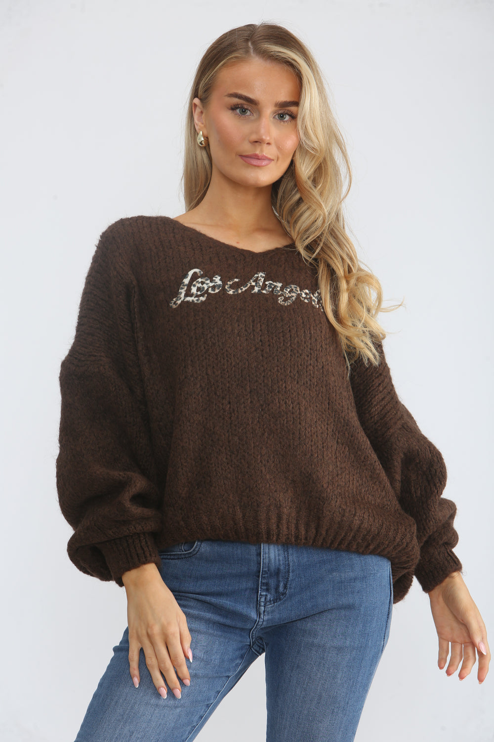 LOSANGELS SLOGAN KNIT JUMPER