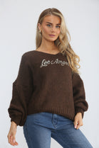 LOSANGELS SLOGAN KNIT JUMPER