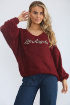 LOSANGELS SLOGAN KNIT JUMPER