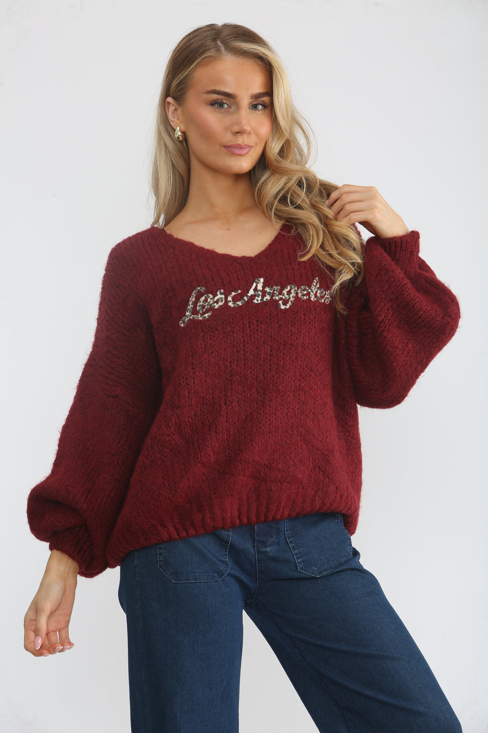 LOSANGELS SLOGAN KNIT JUMPER