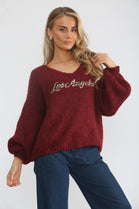 LOSANGELS SLOGAN KNIT JUMPER
