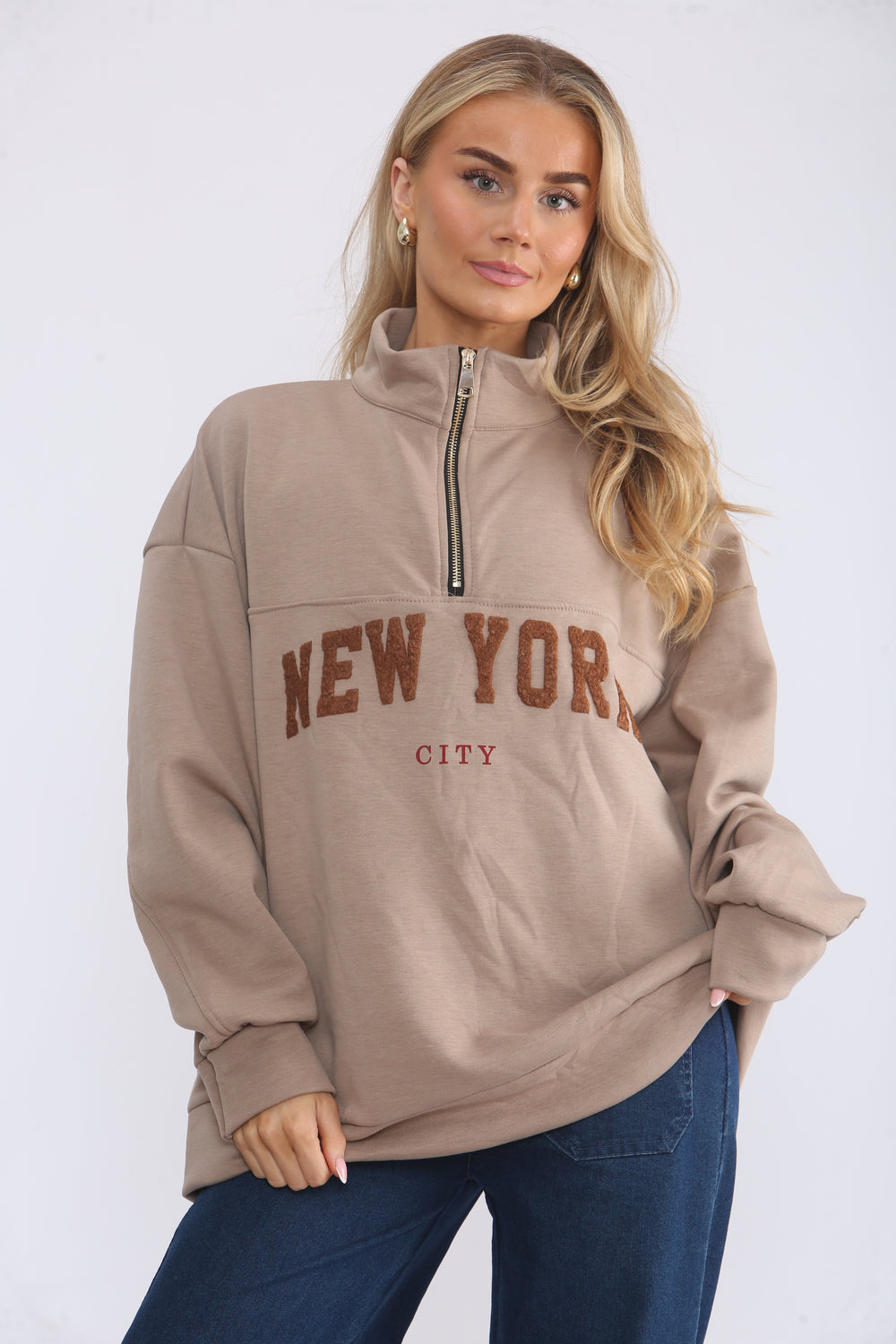 OVERSIZED HALF ZIP NEWYORK SEWAT