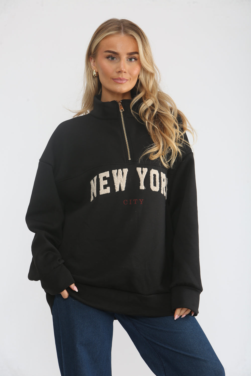 OVERSIZED HALF ZIP NEWYORK SEWAT