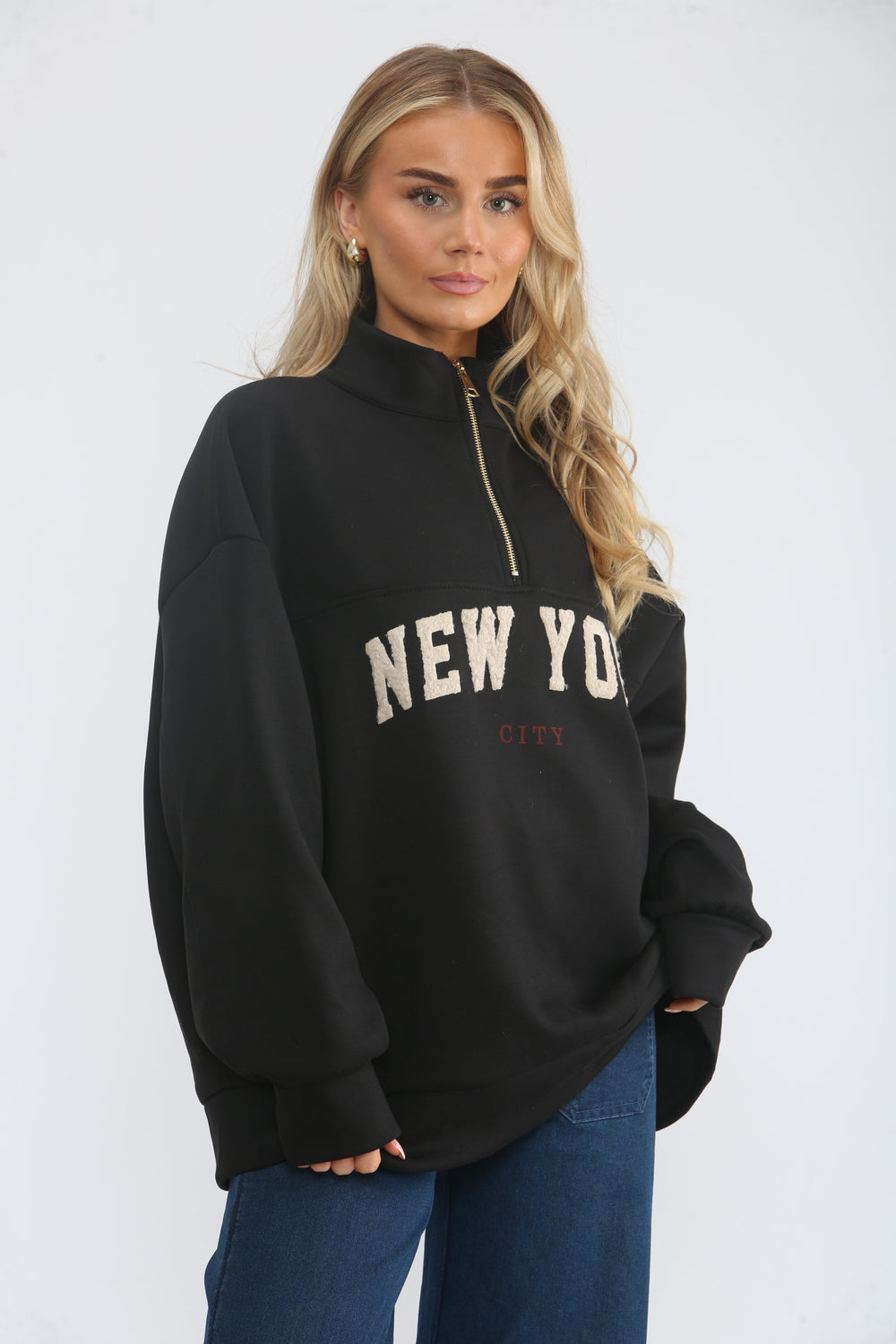OVERSIZED HALF ZIP NEWYORK SEWAT
