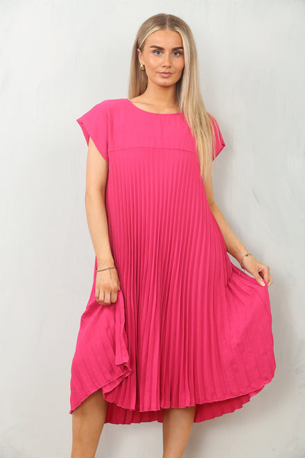 PLEATED MIDI DRESS (15146584473984)