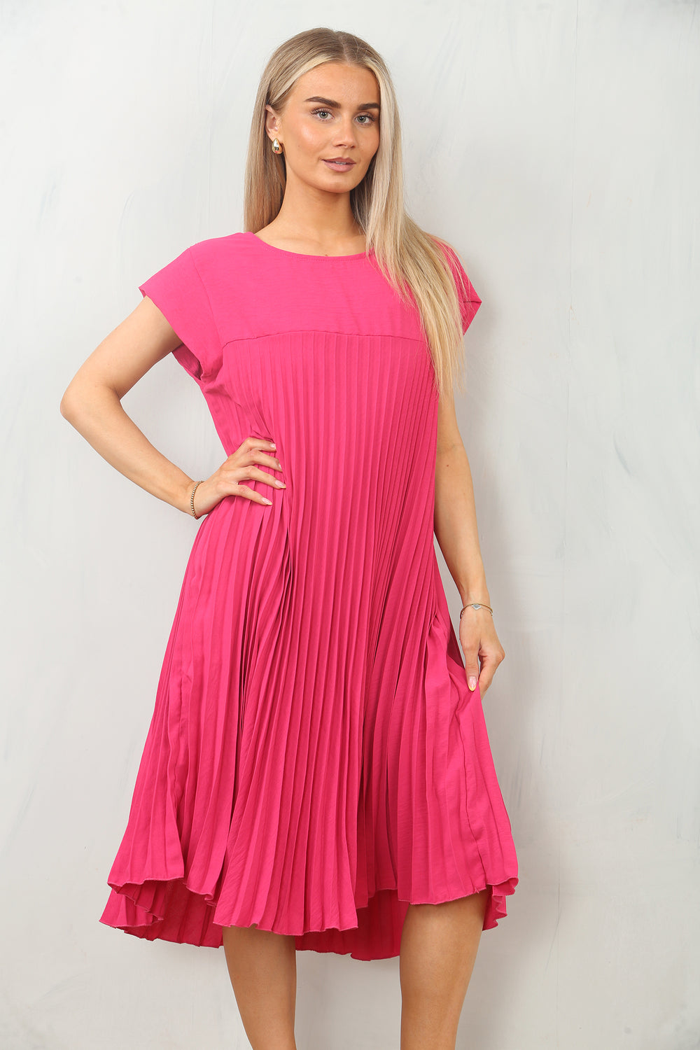PLEATED MIDI DRESS (15146584473984)
