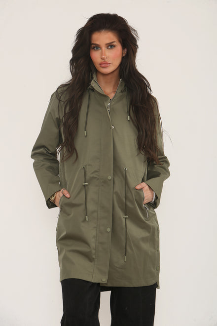 PULL STRING SIDE BUTTON DETAIL RAIN JACKET (15313786601856) (15340901564800)