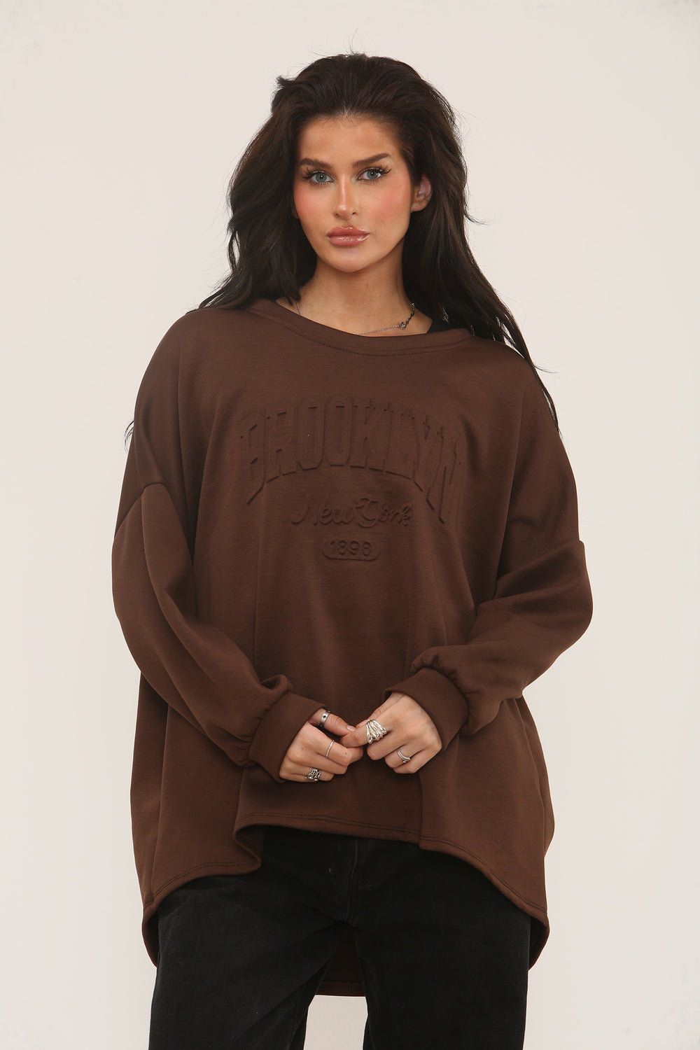 BROOKLYN SLOGAN 3D SWEAT TOP (15313576788352)