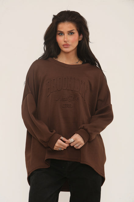 BROOKLYN SLOGAN 3D SWEAT TOP (15313576788352)