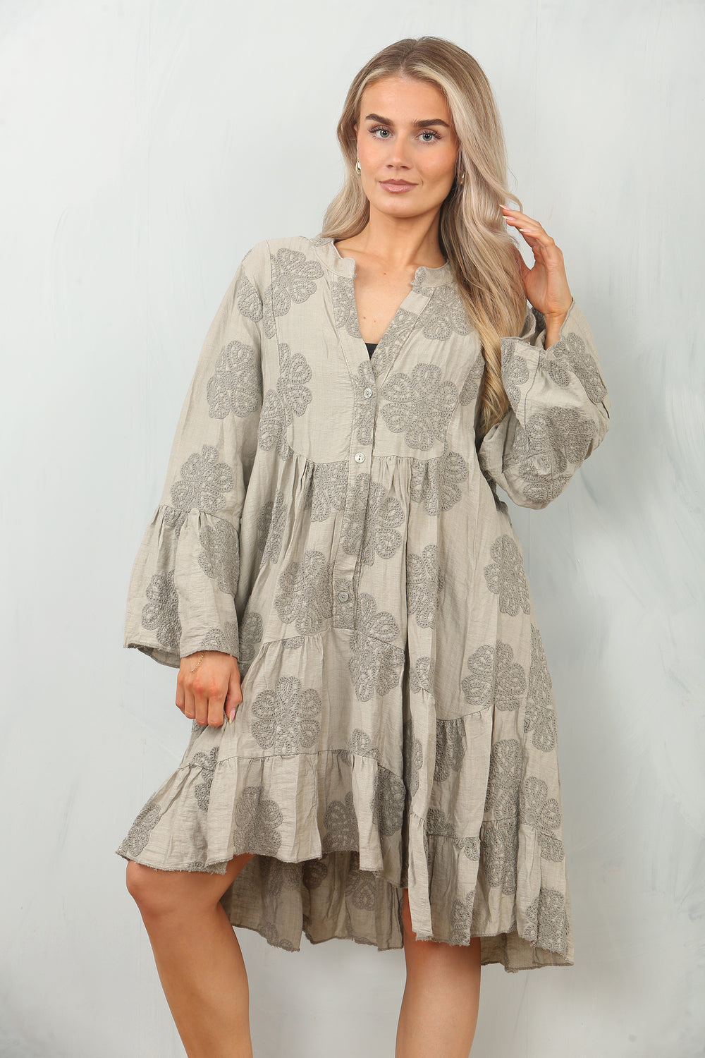 FLORAL EMDROIDERED SMOCK DRESS (15148448776576)