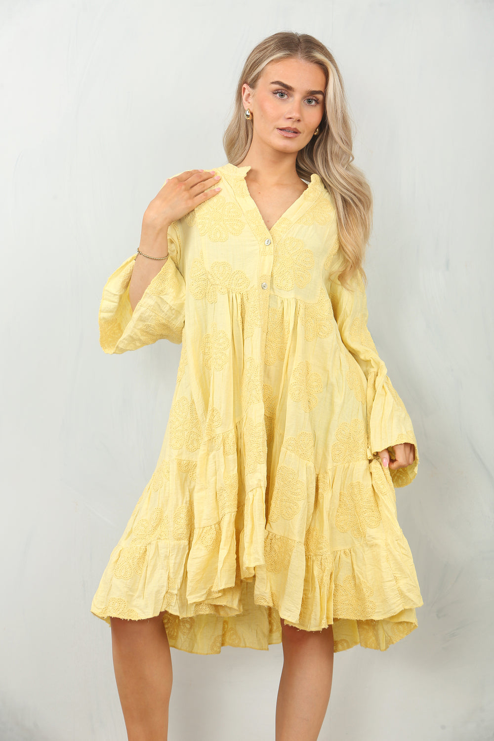 FLORAL EMDROIDERED SMOCK DRESS (15148449268096)