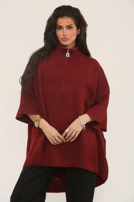 HALF ZIP OVERSIZED JUMPER (15313756062080)