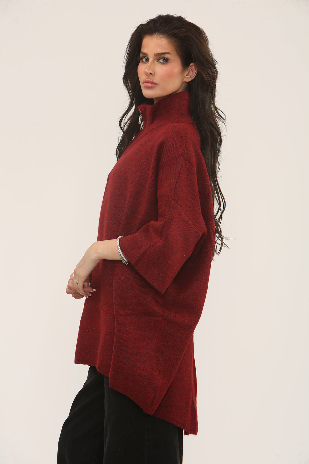 HALF ZIP OVERSIZED JUMPER (15313756062080)