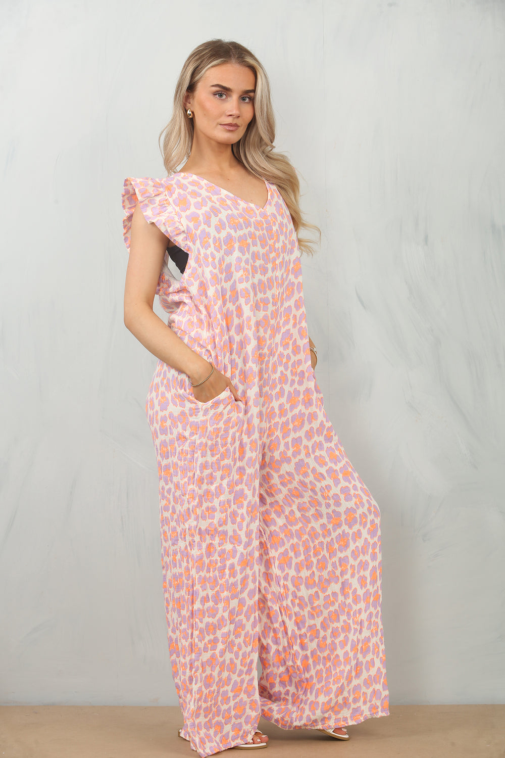 LEOPARD CHEESE CLOTH JUMPSUIT (15148483215744) (15158626746752)