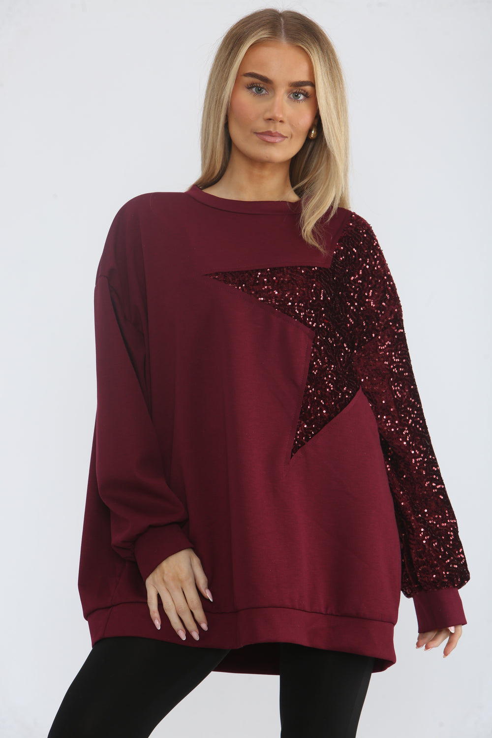 SIDE SEQUIN STAR SWEAT