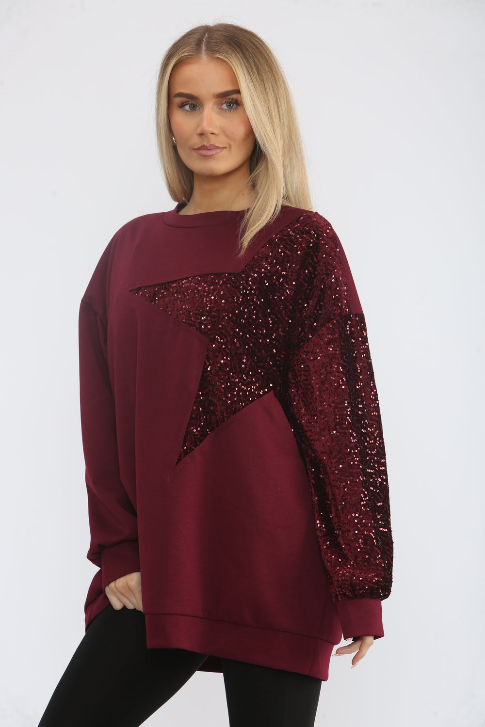 SIDE SEQUIN STAR SWEAT
