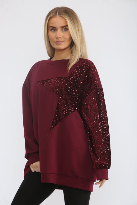 SIDE SEQUIN STAR SWEAT