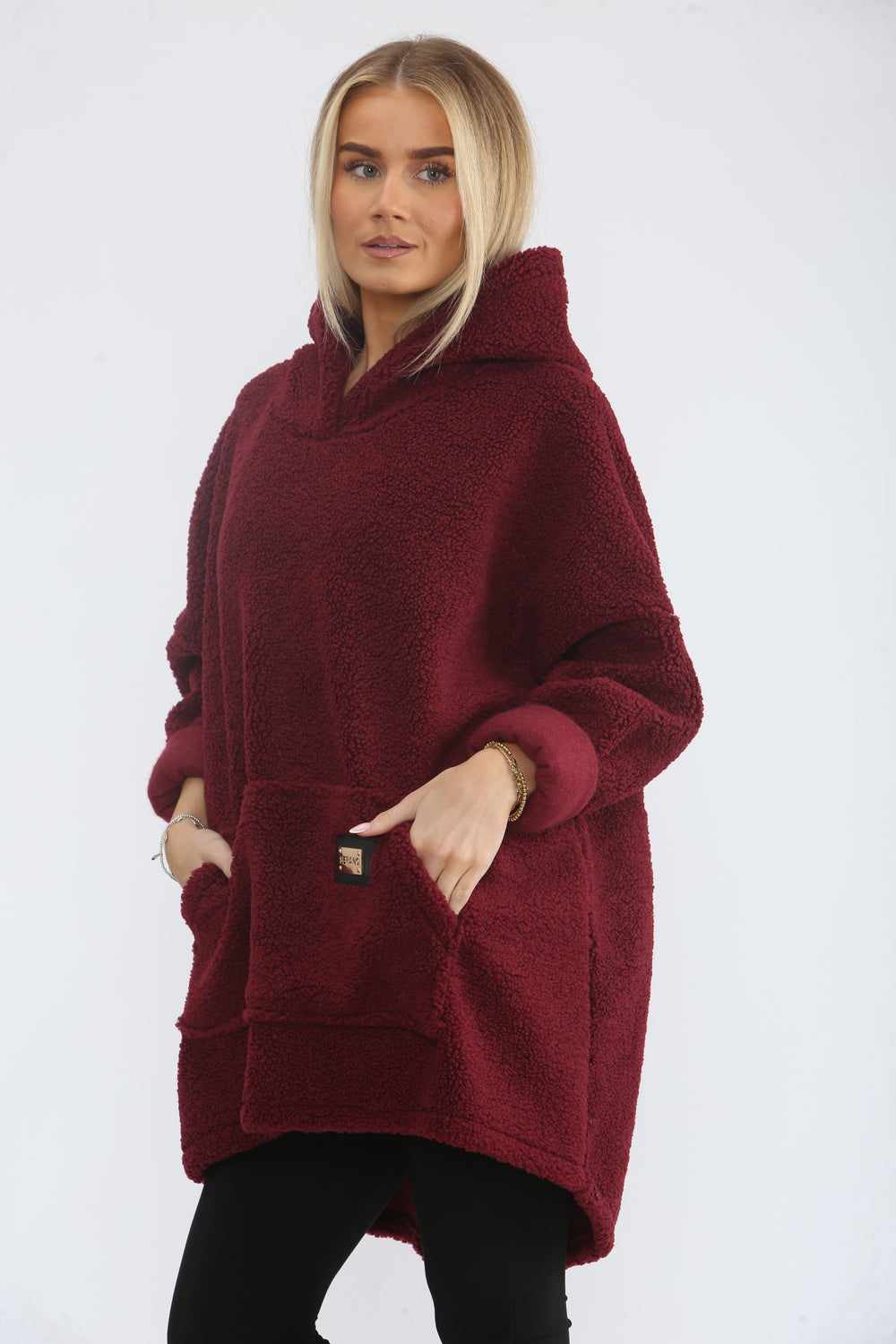 TEDDY SLOGAN PATCH HOODIE