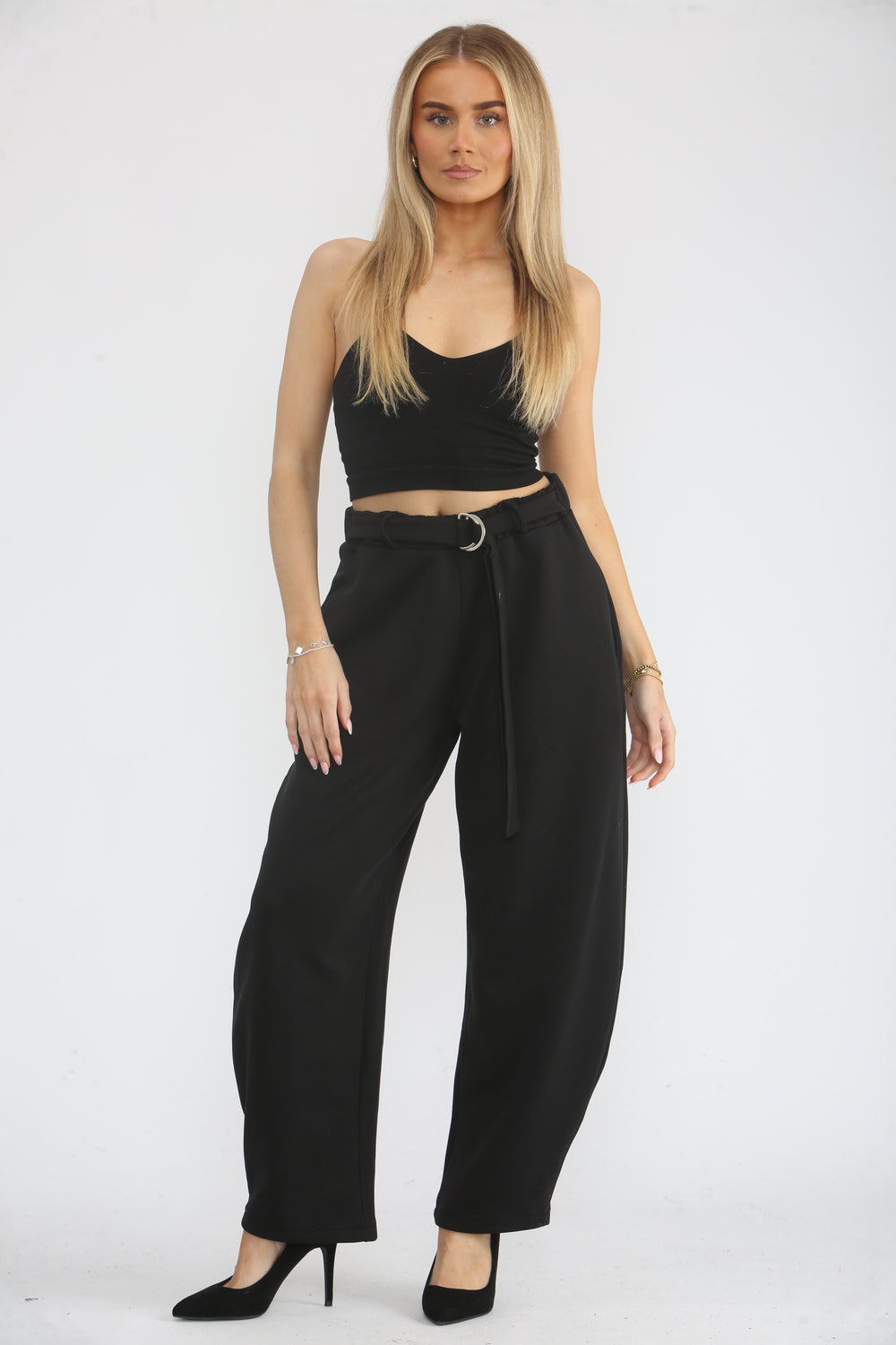 BELTED BARREL TROUSER