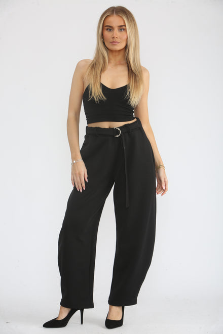 BELTED BARREL TROUSER