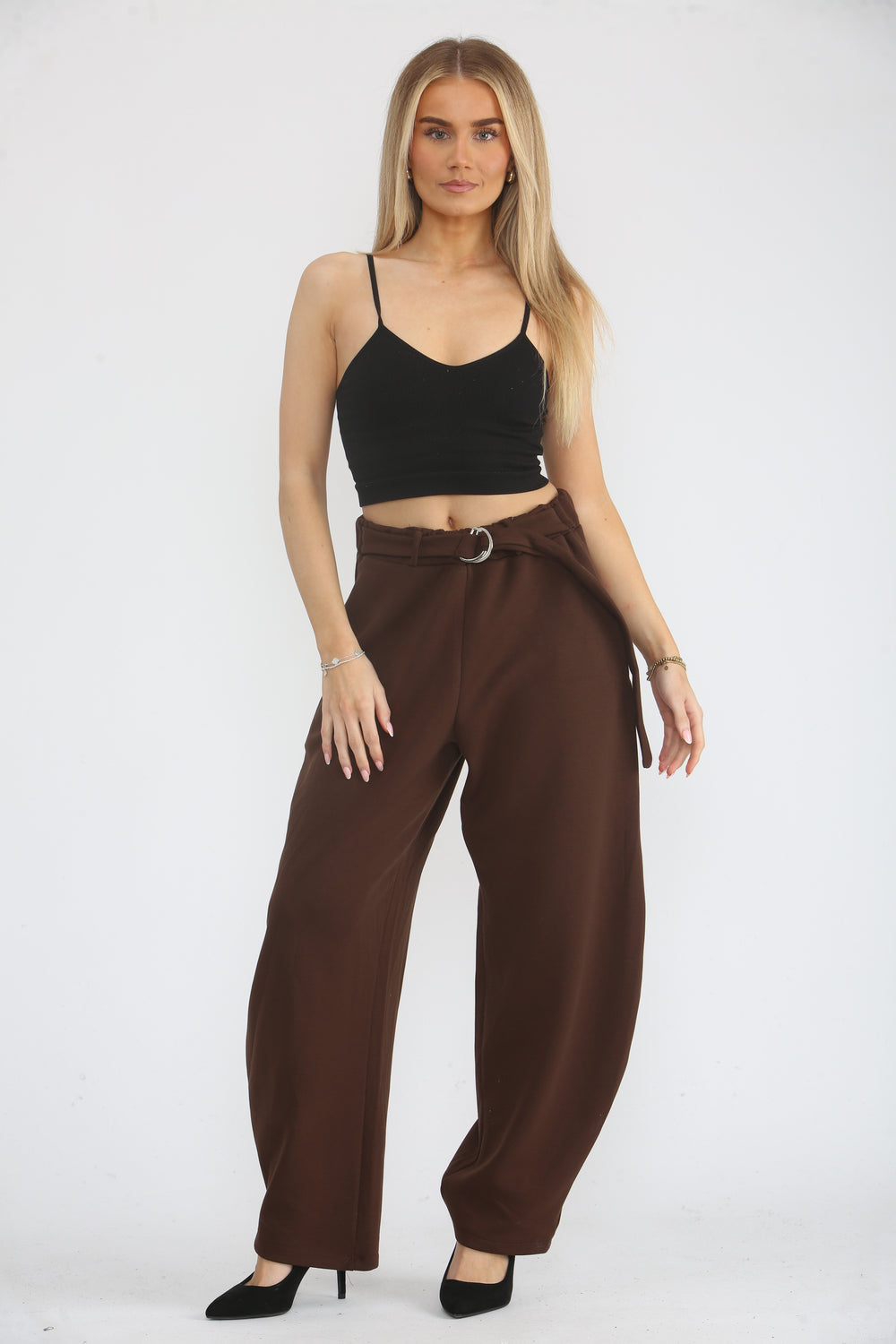BELTED BARREL TROUSER