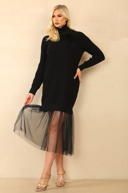 AMY FLOWER PATCH TULLE JUMPER DRESS (14858325950848)