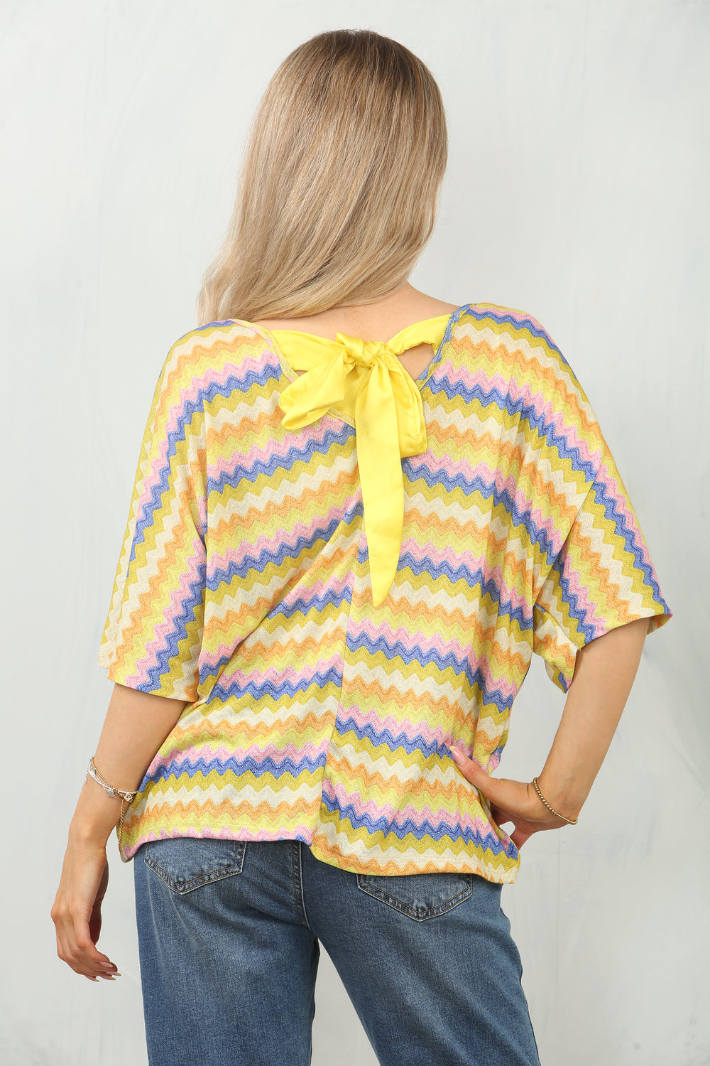 ZIG ZAG PRINT BACK BOW TOP (15148474564992)