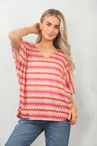 ZIG ZAG PRINT BAK BOW TOP (15148473713024)