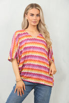 ZIG ZAG PRINT BACK BOW TOP (15148476006784)