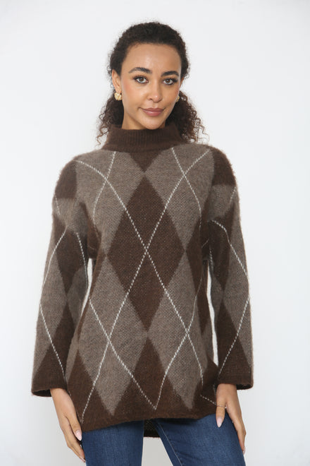 HIGHNECK ARGYLE JUMPER