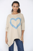 OVERSIZED HEART PATCH SWEAT SHIRT