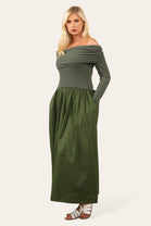 OFF SHOULDER LONG SLEEVE RIB DRESS (8681213624568)