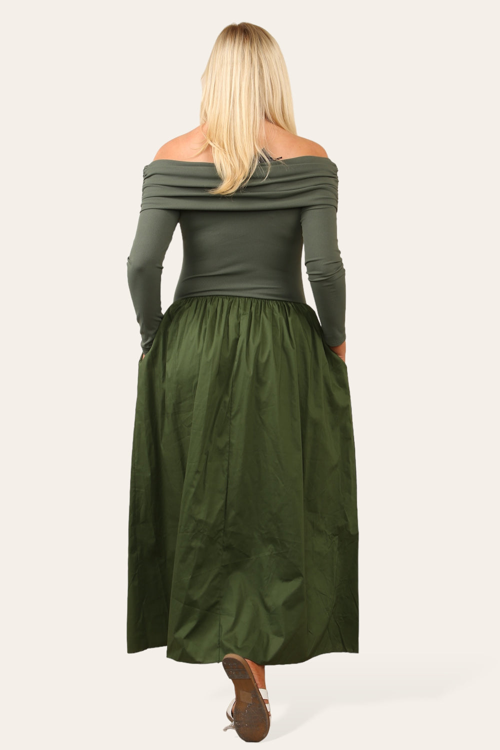 OFF SHOULDER LONG SLEEVE RIB DRESS (8681213624568)