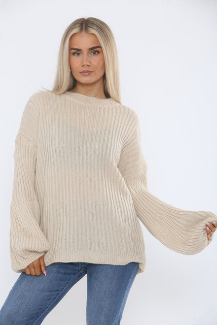CHUNKY KNIT BALLOON SLEEVE JUMPER
