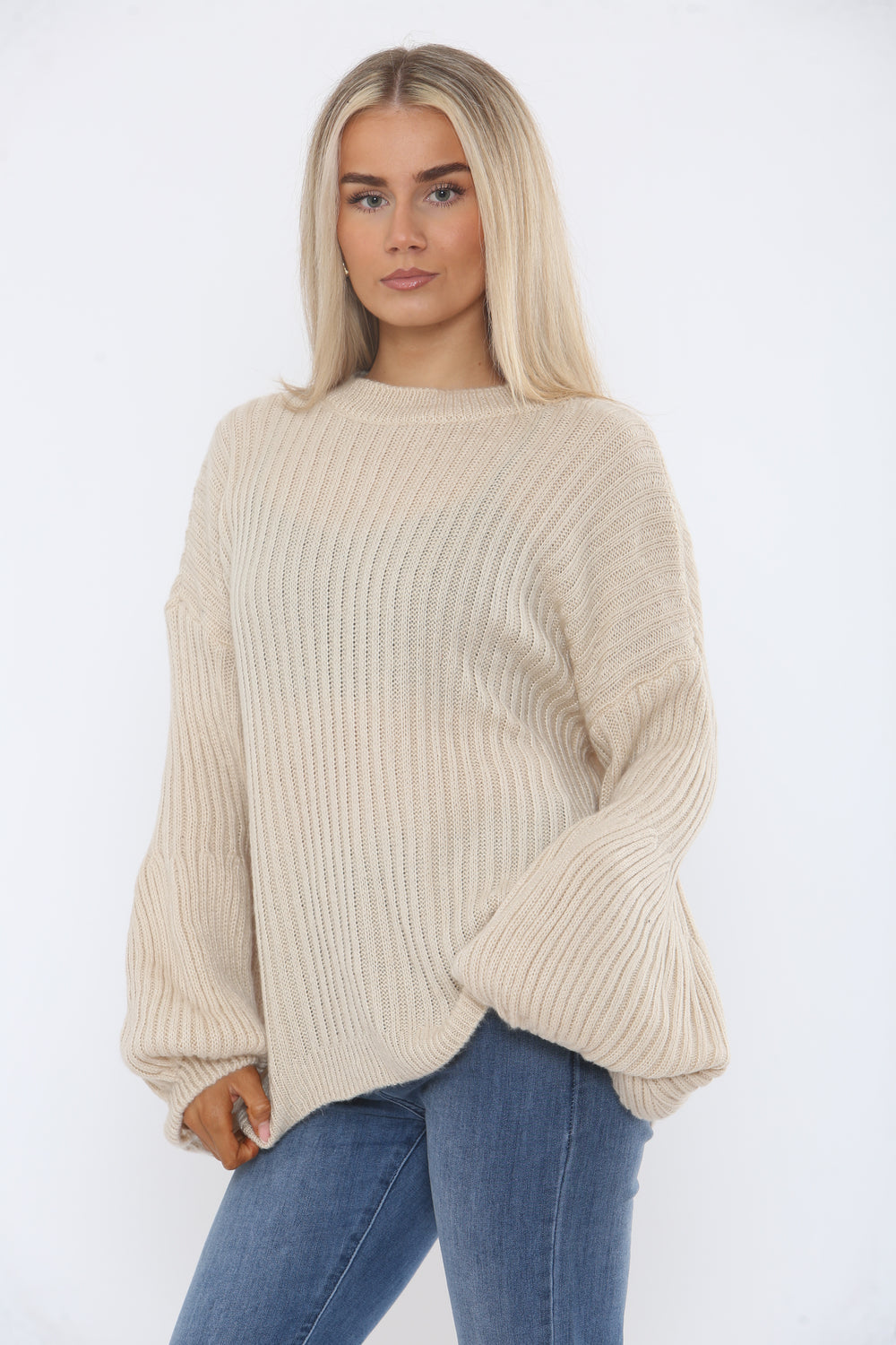 CHUNKY KNIT BALLOON SLEEVE JUMPER