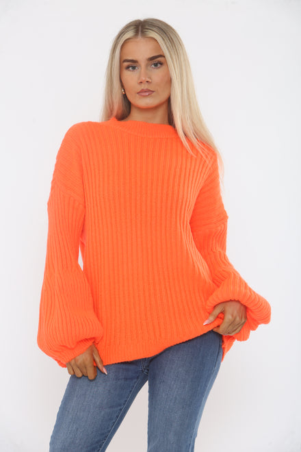 CHUNKY KNIT BALLOON SLEEVE JUMPER