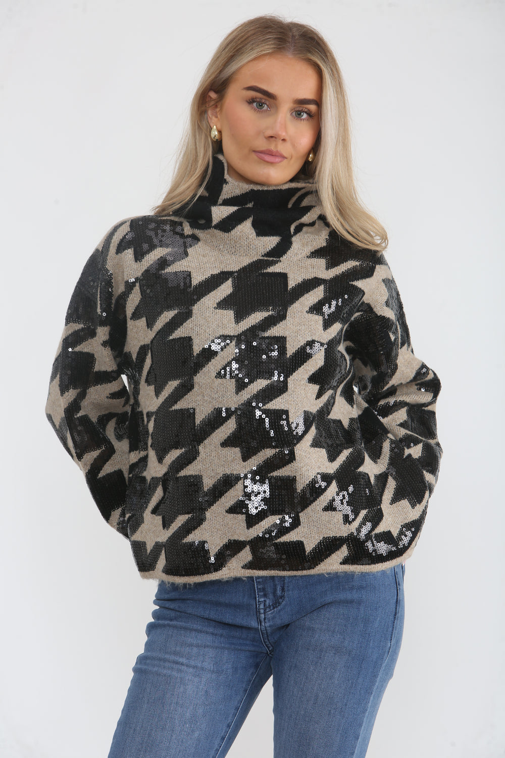 PATTERN ROLLNECK SEQUIN JUMPER