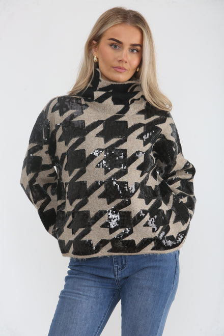 PATTERN ROLLNECK SEQUIN JUMPER