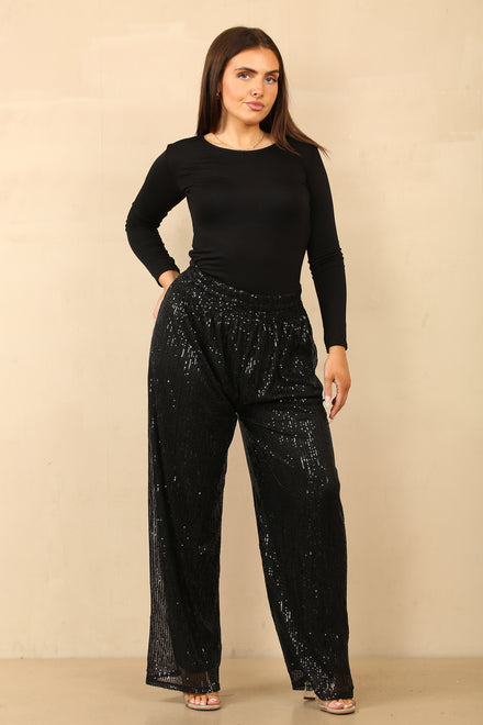 BELEN FLARE SEQUIN TROUSER (14859971592576)